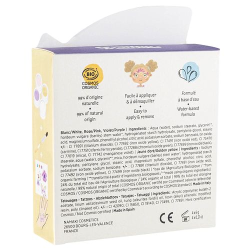 Bio Kinderschminke Schmetterling, 4 Farben + Tattoos