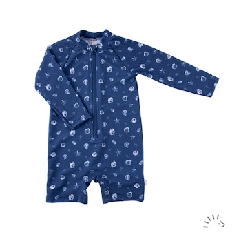UV Strand-und Badeoverall langarm Muscheln navy