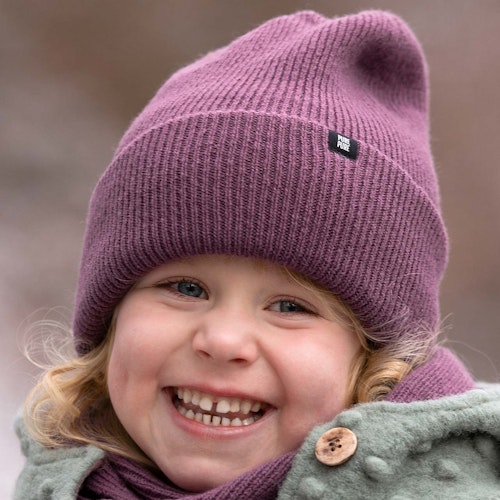 Onesize Kinder Erwachsenen Beanie Merino-Kaschmir pflaume