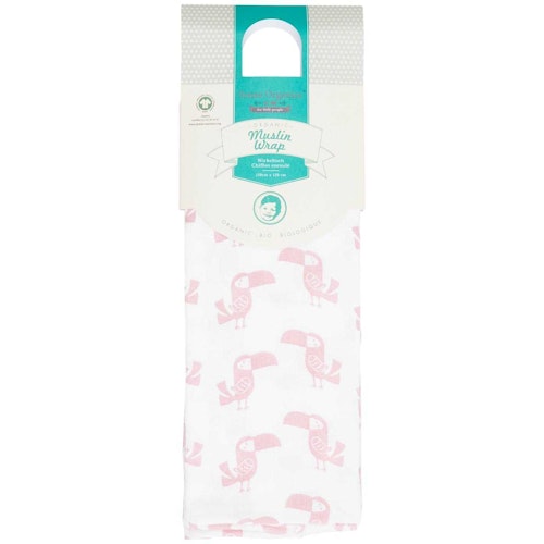 Pucktuch Musselin Tukan rosa 120x120 cm