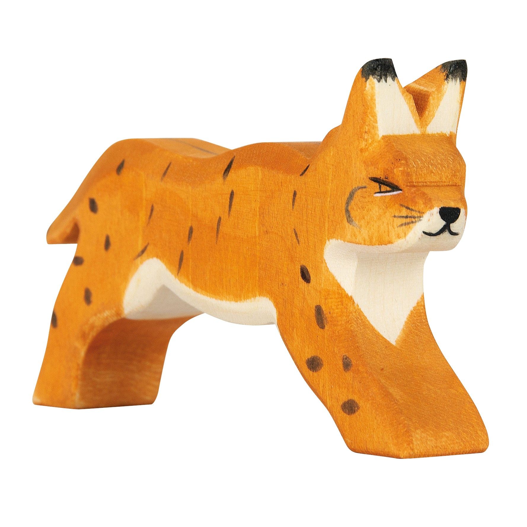 Luchs laufend Holzfigur 5,5 cm