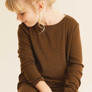Langarmshirt Wolle braun