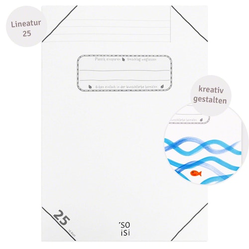 Schulheft Lineatur 25 mit weißem Rand DIN A4 ab Klasse 4