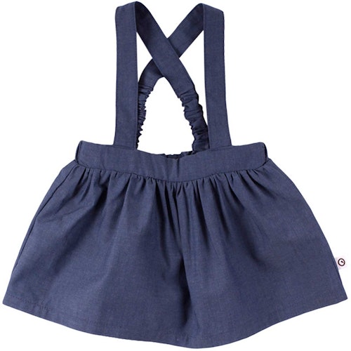 Mädchen Flatterrock mit Trägern in Leinen-Jeansoptik