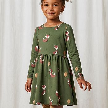 Langarm Flatterkleid Fuchs grün