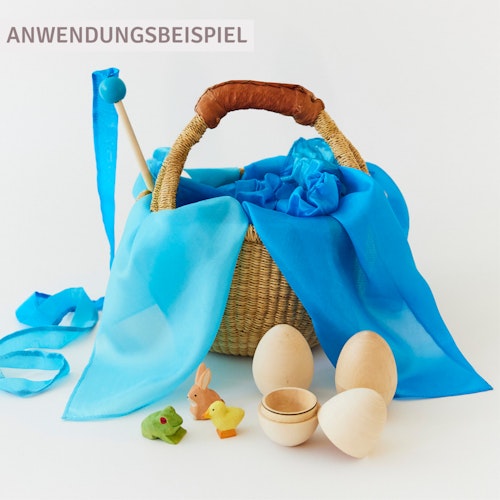 Spieltuch Seide Glockenblumen-blau mittel 89 x 89 cm