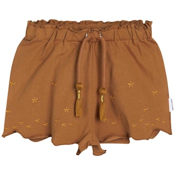 Elastische Mädchen Shorts Sterne Stickerei braun
