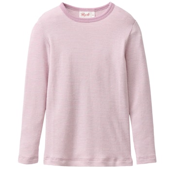 Langarmshirt Wolle Seide flieder gestreift