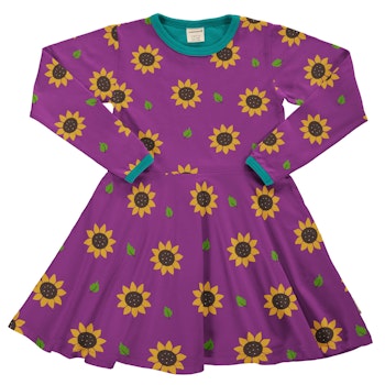 Langarm Flatterkleid Sonnenblumen lila
