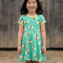 Vorschaubild Flatterkleid kurzarm mit Alloverprint 