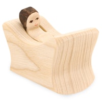Kind mit Wiege Holzfigur 5 cm hoch