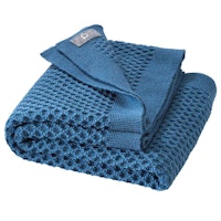 Kuschelige Waben Strickdecke Wolle 80x100 cm taubenblau