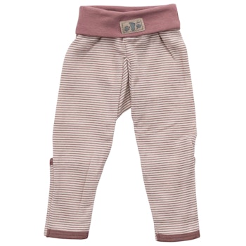 Bündchenhose Ringel Wolle Seide Beinumschlag mauve-natur