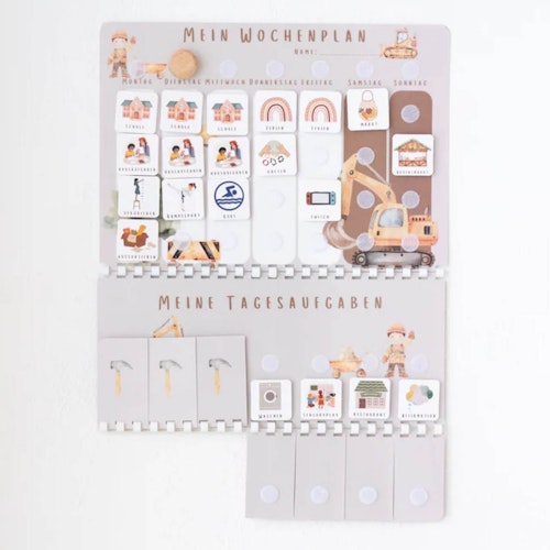 Wochenplaner mit Baustellen Motiv und 3 Routineplänen