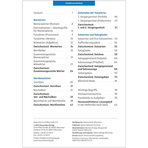 Deutsch Grammatik Übungsheft 3. Klasse