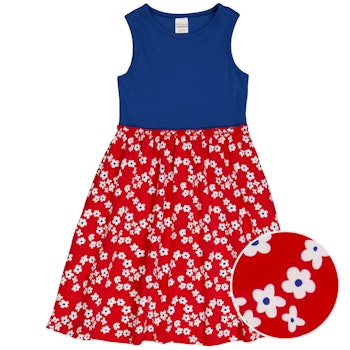 Ärmelloses Flatterkleid Blümchen rot-blau