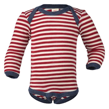 100% Wolle Body langarm rot natur