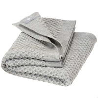 Kuschelige Waben Strickdecke Wolle 80x100 cm grau