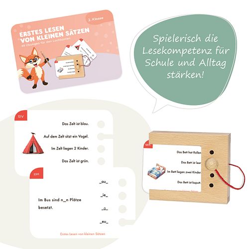 Erstes Lesen von Sätzen 7-8 J. Kartensatz (ohne Lochkasten)