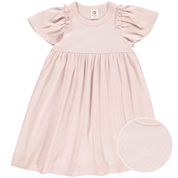 Edles kurzarm Flatterkleid Pointelle rose
