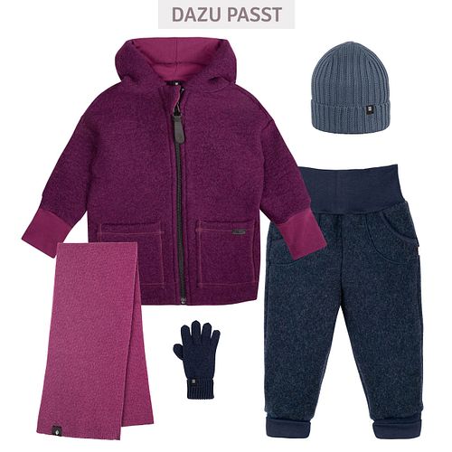 Schurwolle Fleece Kapuzenjacke petrol