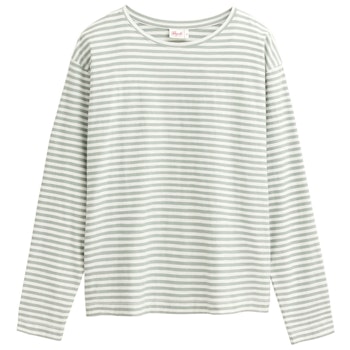 Damen Langarmshirt Ringel salbei