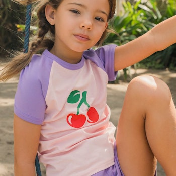 Weiches Raglan T-Shirt Kirschen rosa