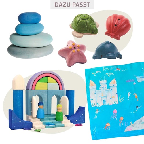 Spieltuch Seide Unterwasserwelt 53 x 53 cm