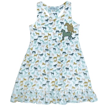 Kleid ohne Arm Pferde-Druck Jade-grün