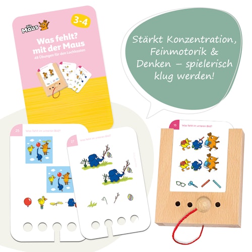 Was fehlt? Kartensatz mit der Maus ab 3-4 Jahren (ohne Lochkasten)