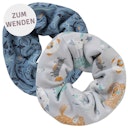 Vorschaubild Wende Schlauchschal Unterwasserwelt + Hunde blau 29x25cm