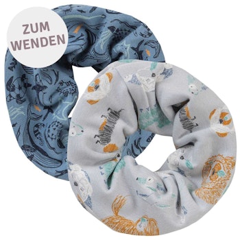 Wende Schlauchschal Unterwasserwelt + Hunde blau 29x25cm