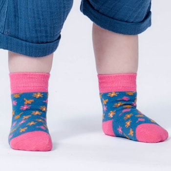 Socken 2er Pack Blumen pink blau