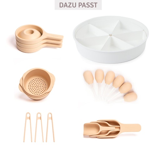 Sensorikspielzeug Set mit 3 Schalen natur