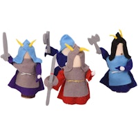 Wikinger 4 Holzpuppen mit Filz Wikinger 4 Holzpuppen mit Filz