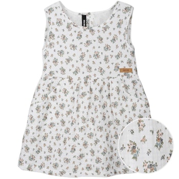 Musselin Mädchen Sommerkleid Blumen weiß