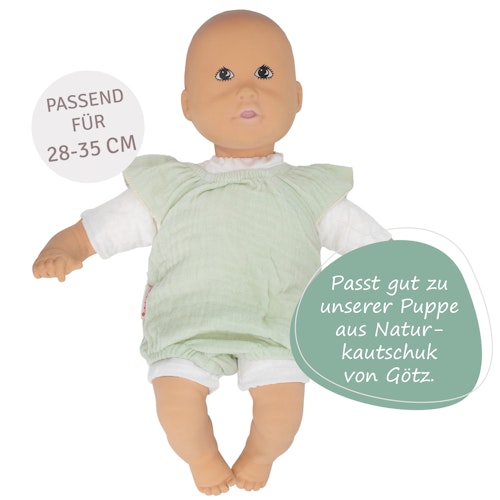 Puppen Body Rüschen 28-35cm mint, Bio-Baumwolle