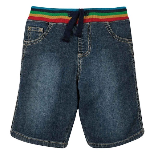 Bequeme Jeansshorts mit bunten Bündchen