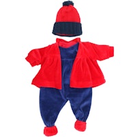 Puppenkleidung: Winterset rot/blau