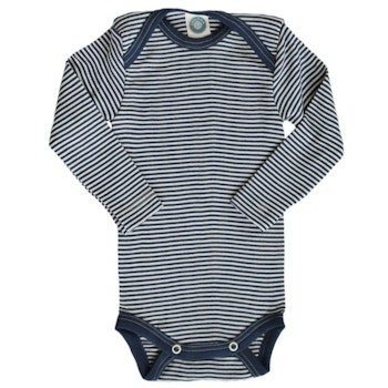 Body Wolle Seide blau gestreift