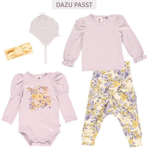 Langarmbody Puffärmel Blumenprint