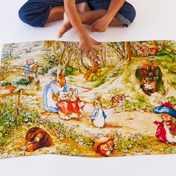 Spieltuch Seide Beatrix Potter Peter Hase Suchbild 53x74cm