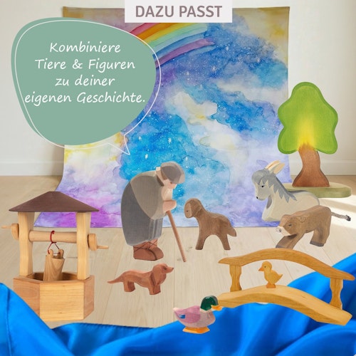 Hirte gebeugt mit Stab - Krippenfigur aus Holz 12 cm