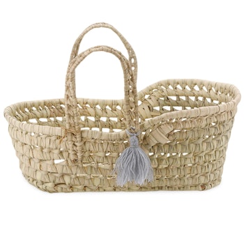 Kleiner Puppenbett Tragekorb aus Palmblättern 35x15x12cm