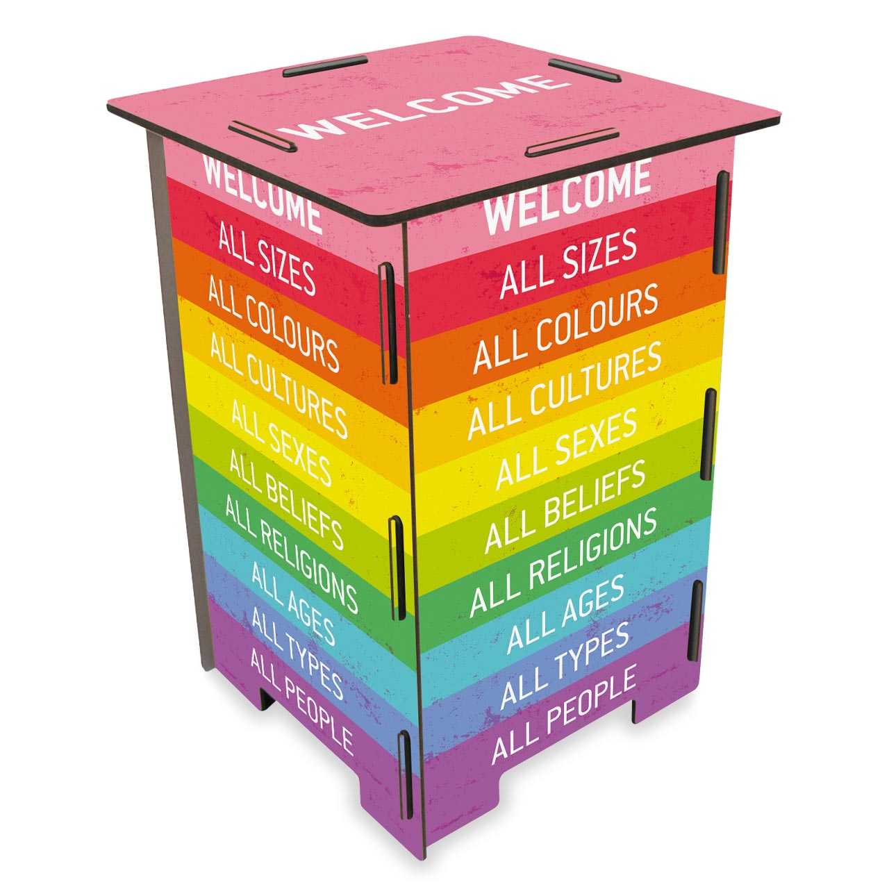 Photohocker Welcome – Holz Hocker zum Zusammenstecken