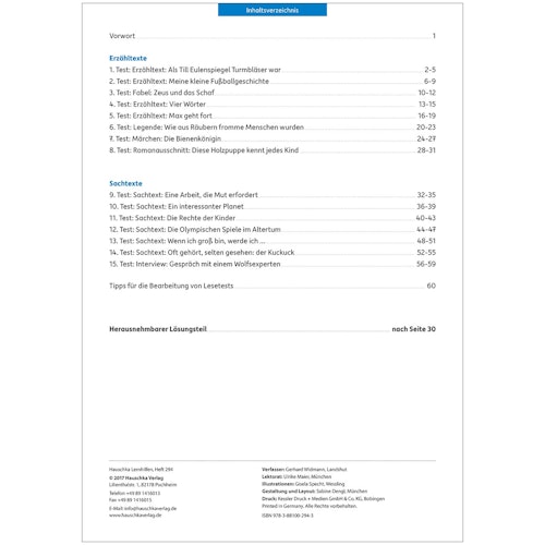 Lesetests in Deutsch – Lernzielkontrollen 4. Klasse