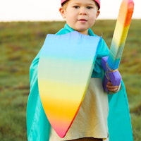 Regenbogen Ritterschild weich aus Seide