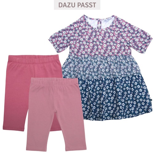 Sommer Musselin Kleid kurzarm Patch Blumen