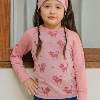 Raglanshirt langarm Katzen rosa