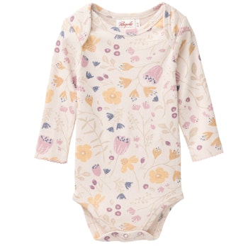 Edler Rippe Langarmbody Blümchen puderrosa